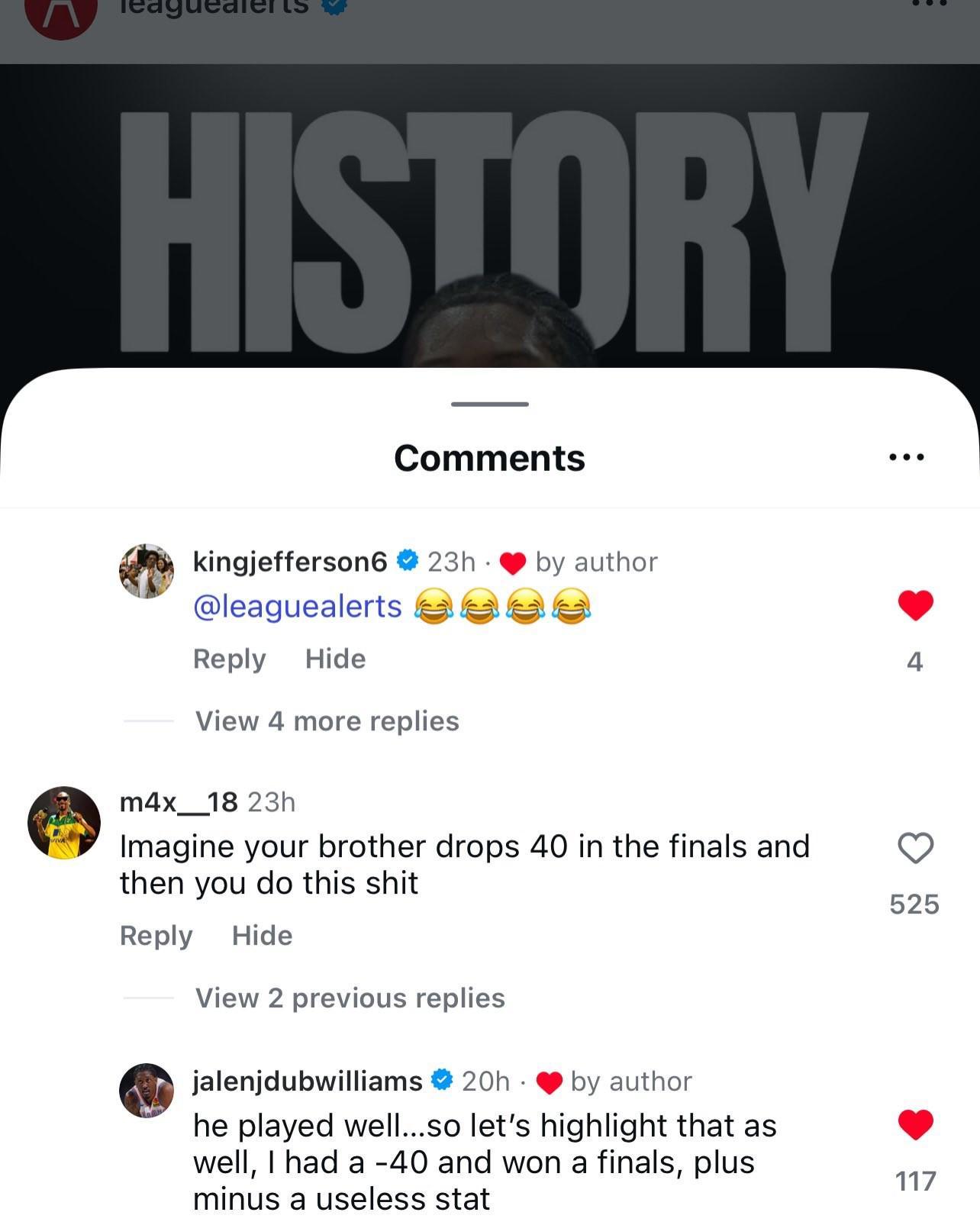 世界杯预选赛赛程-弟弟-60正负值创纪录，杰威：正负值没用，我还在总决赛-40呢